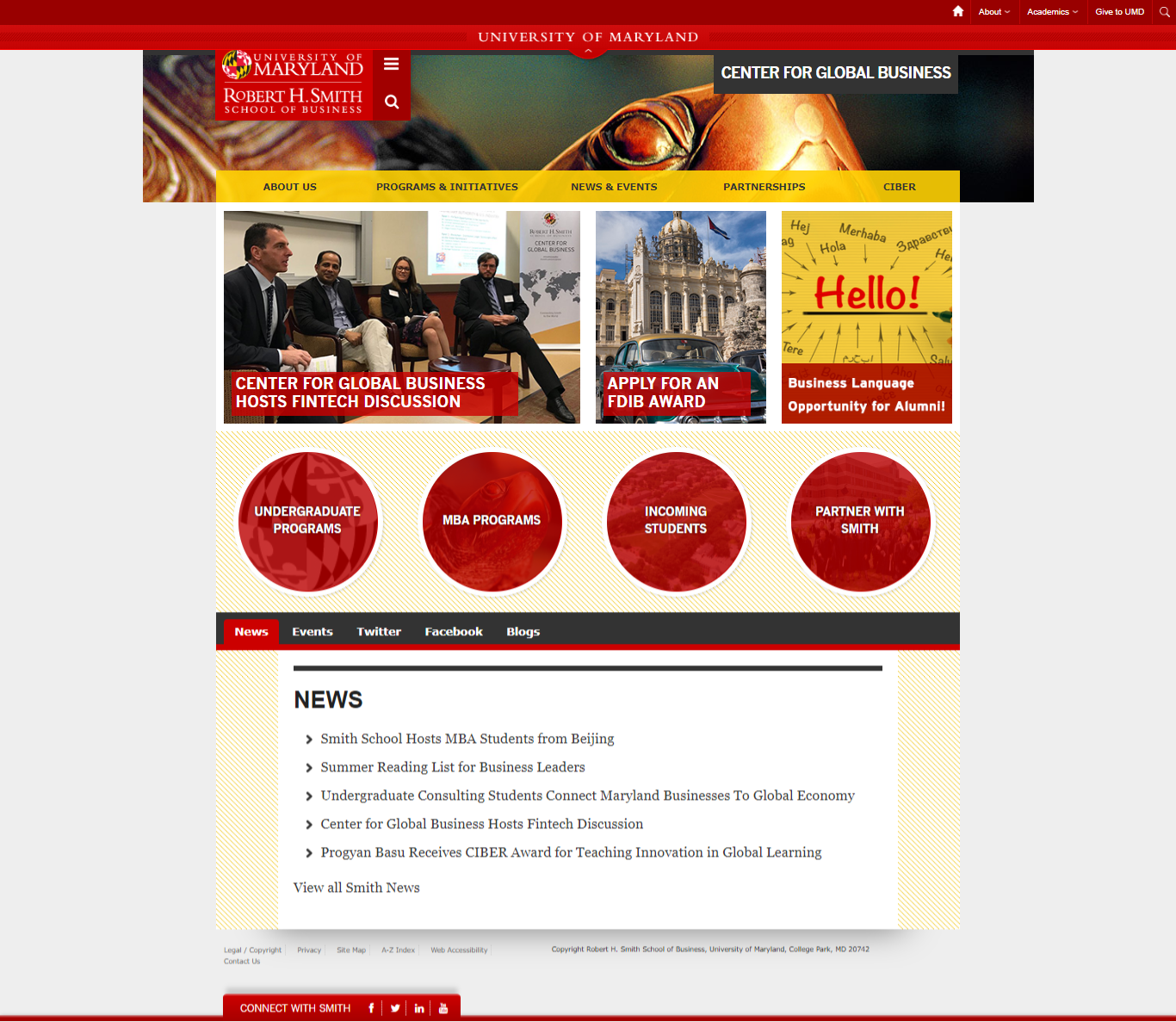Business center homepage example