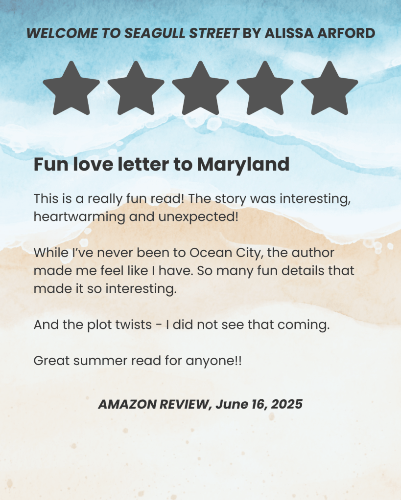 5-Star Amazon Review for Welcome to Seagull Street!