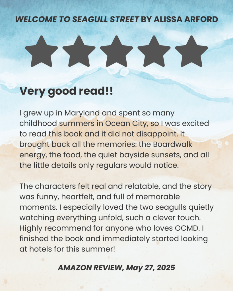 5-Star Amazon Review for Welcome to Seagull Street!