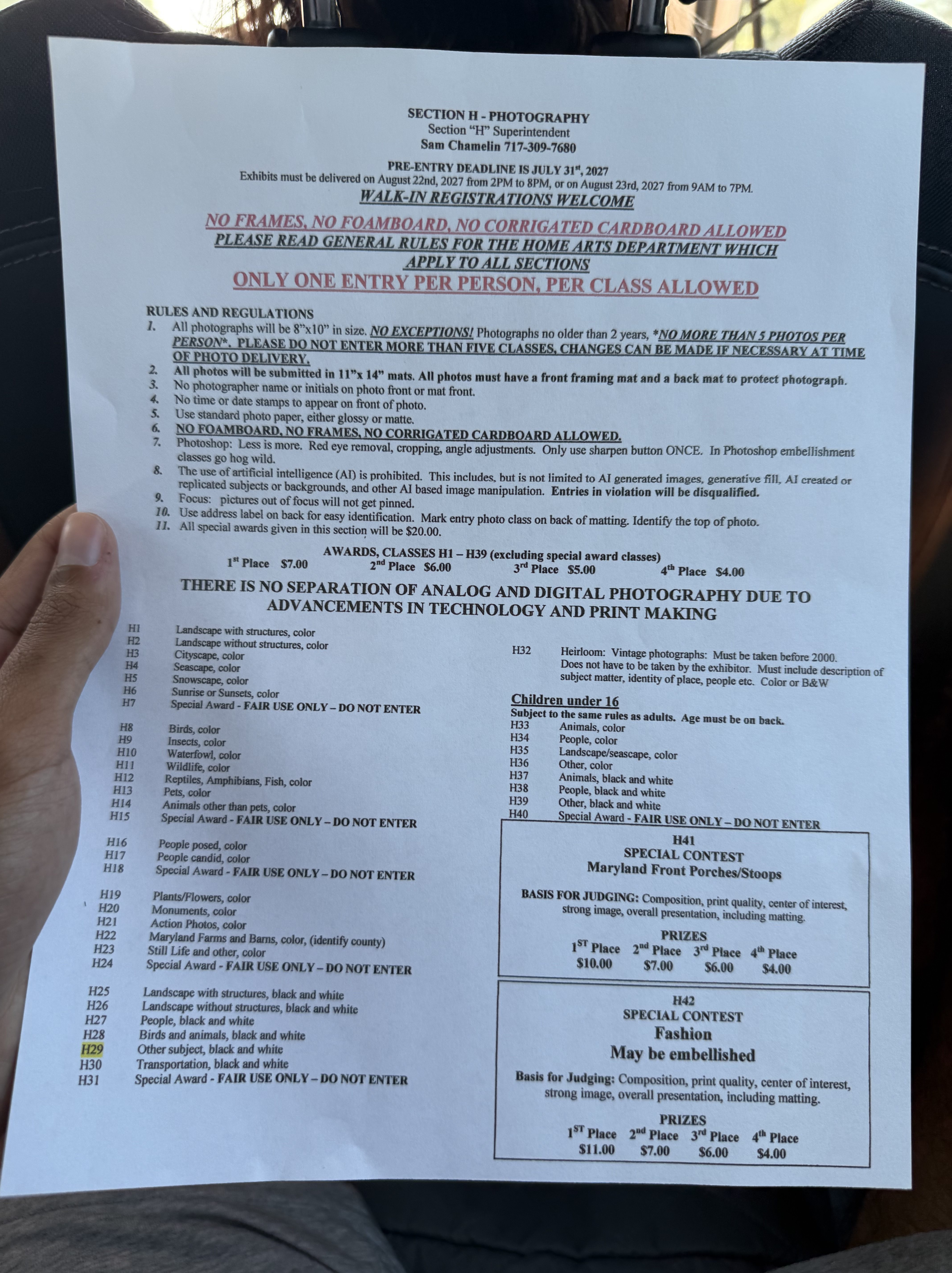 Maryland State Fair Photography Rules and Categories for 2027